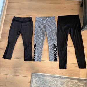 Lot of 3 leggings women xs girls 14 athletic leisure wear athleisure pants